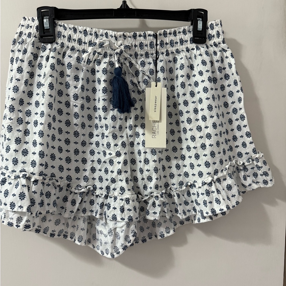 Rachel Zoe White and Navy Blue High Waist Ruffle Shorts